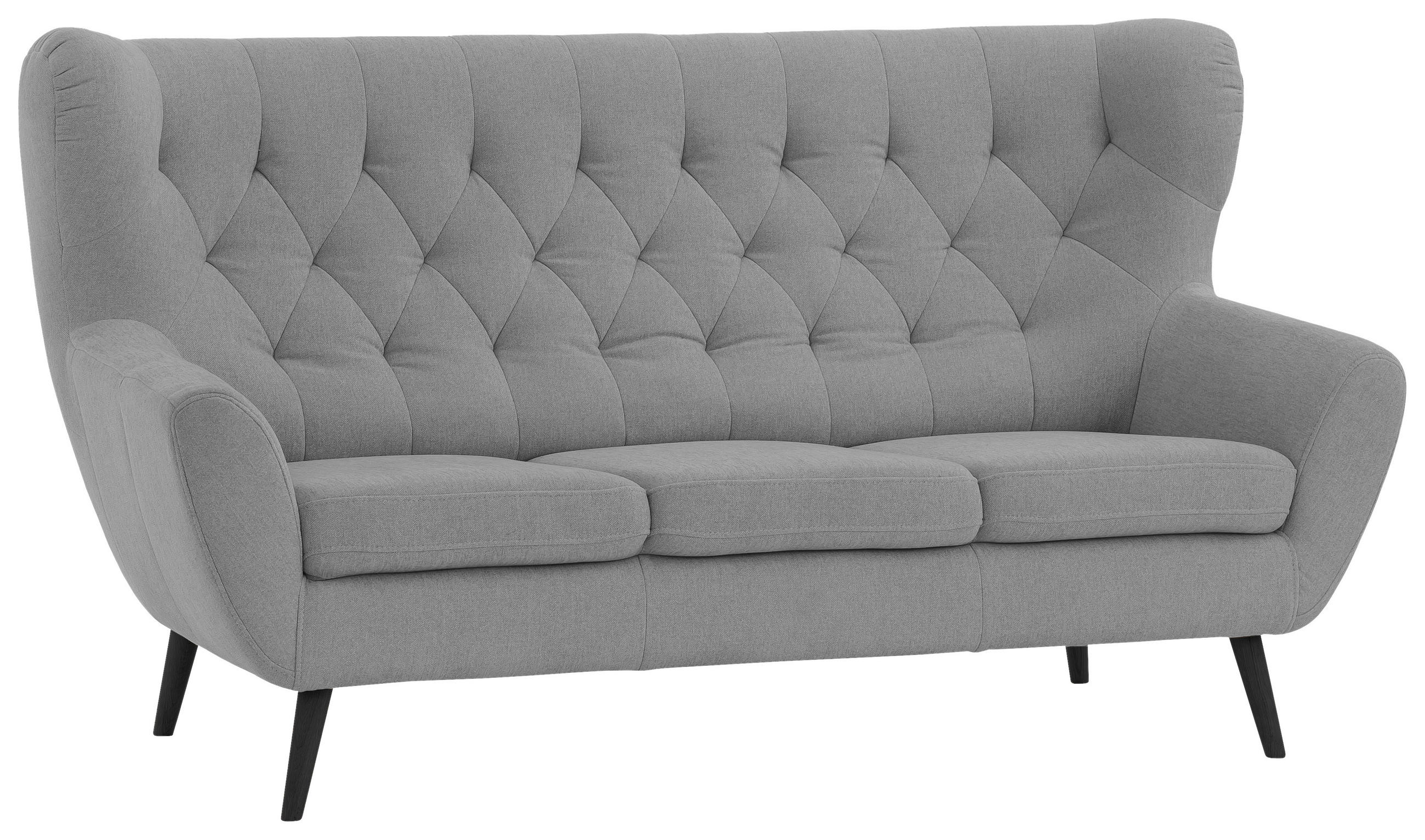 3-SITZER-SOFA Webstoff Grau  - Schwarz/Grau, Design, Holz/Textil (187/101/95cm) - Stylife