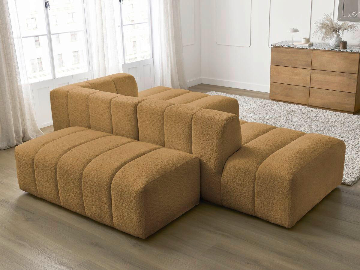 ECKSOFA  ANNECY Gelb Bouclé  - Gelb/Schwarz, MODERN, Kunststoff/Textil (262/170cm)