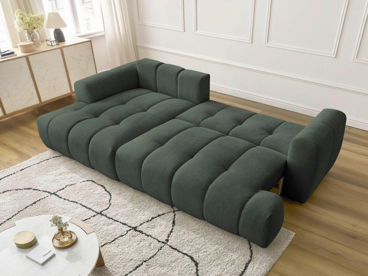 ECKSCHLAFSOFA FUJI Leinenoptik Grün  inkl.  - Schwarz/Grün, MODERN, Kunststoff/Textil (160/292cm)