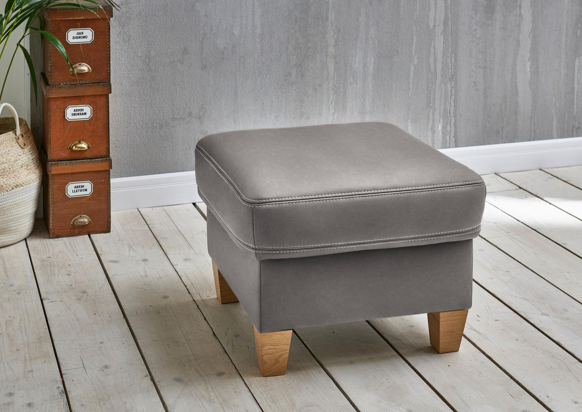 ECKSOFA  in Echtleder Grau  274/235 cm  - Eichefarben/Beige, KONVENTIONELL, Leder/Holzwerkstoff (274/235cm) - Beldomo Premium