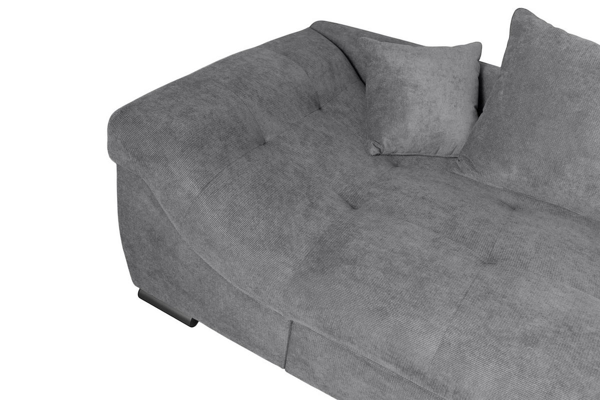 ECKSOFA ATLANTA Dunkelgrau Struktur Liegefläche im Originalstoff  - Dunkelgrau/Schwarz, Design, Textil/Metall (298/202cm) - MID.YOU