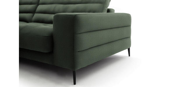 ECKSOFA in Cord Olivgrün  - Schwarz/Olivgrün, Design, Textil/Metall (207/296cm) - Dieter Knoll