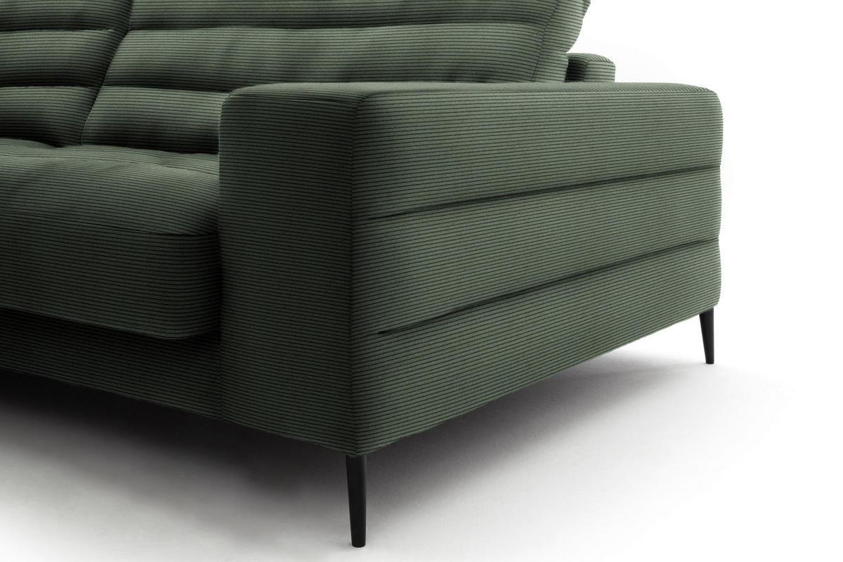 ECKSOFA in Cord Olivgrün  - Schwarz/Olivgrün, Design, Textil/Metall (207/296cm) - Dieter Knoll