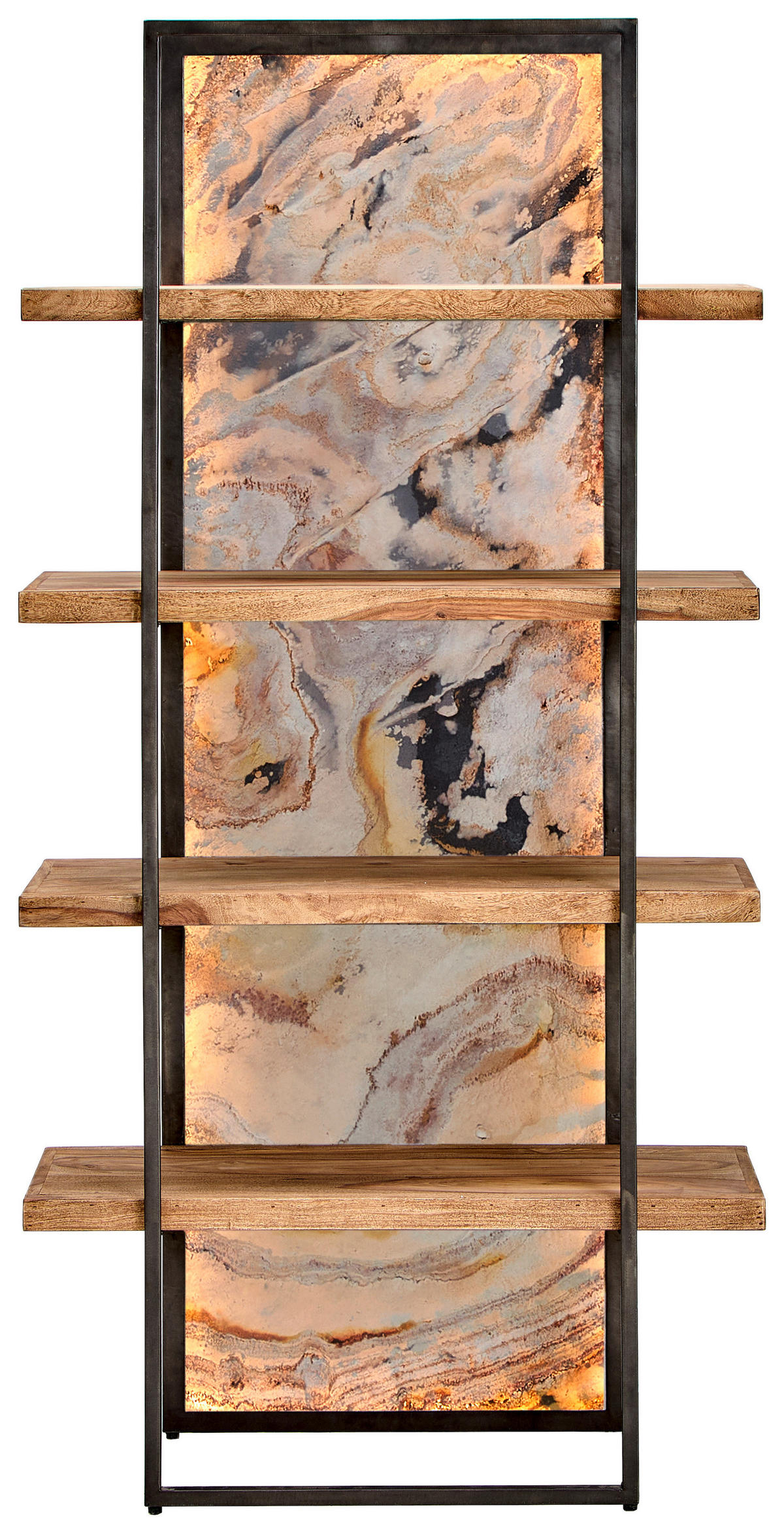 REGAL Sheesham Hartholz Grau, Sheeshamfarben  - Sheeshamfarben/Grau, KONVENTIONELL, Holz/Stein (90/180/40cm) - Livetastic