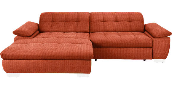 ECKSOFA in Mikrofaser Orange 180/265 cm - Chromfarben/Orange, Design, Textil/Metall (180/265cm) - Carryhome