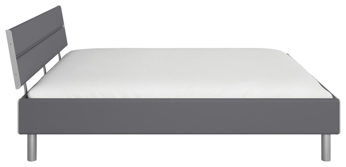 BETT 180/200 cm,  in Grau,  - Alufarben/Grau, Design, Metall (180/200cm) - Carryhome