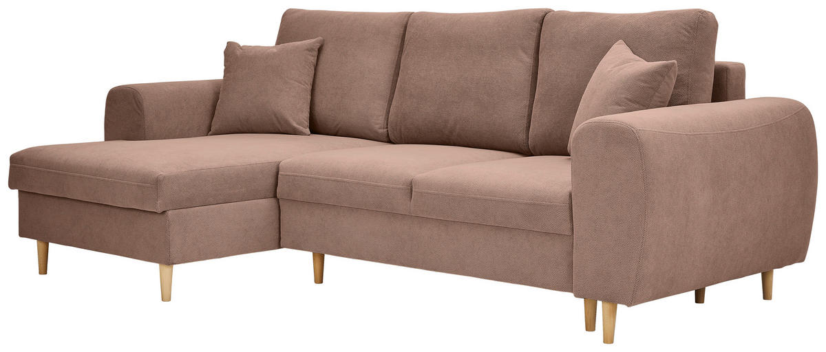 ECKSOFA in Webstoff Altrosa  - Altrosa/Naturfarben, Konventionell, Holz/Textil (145/250cm) - MID.YOU