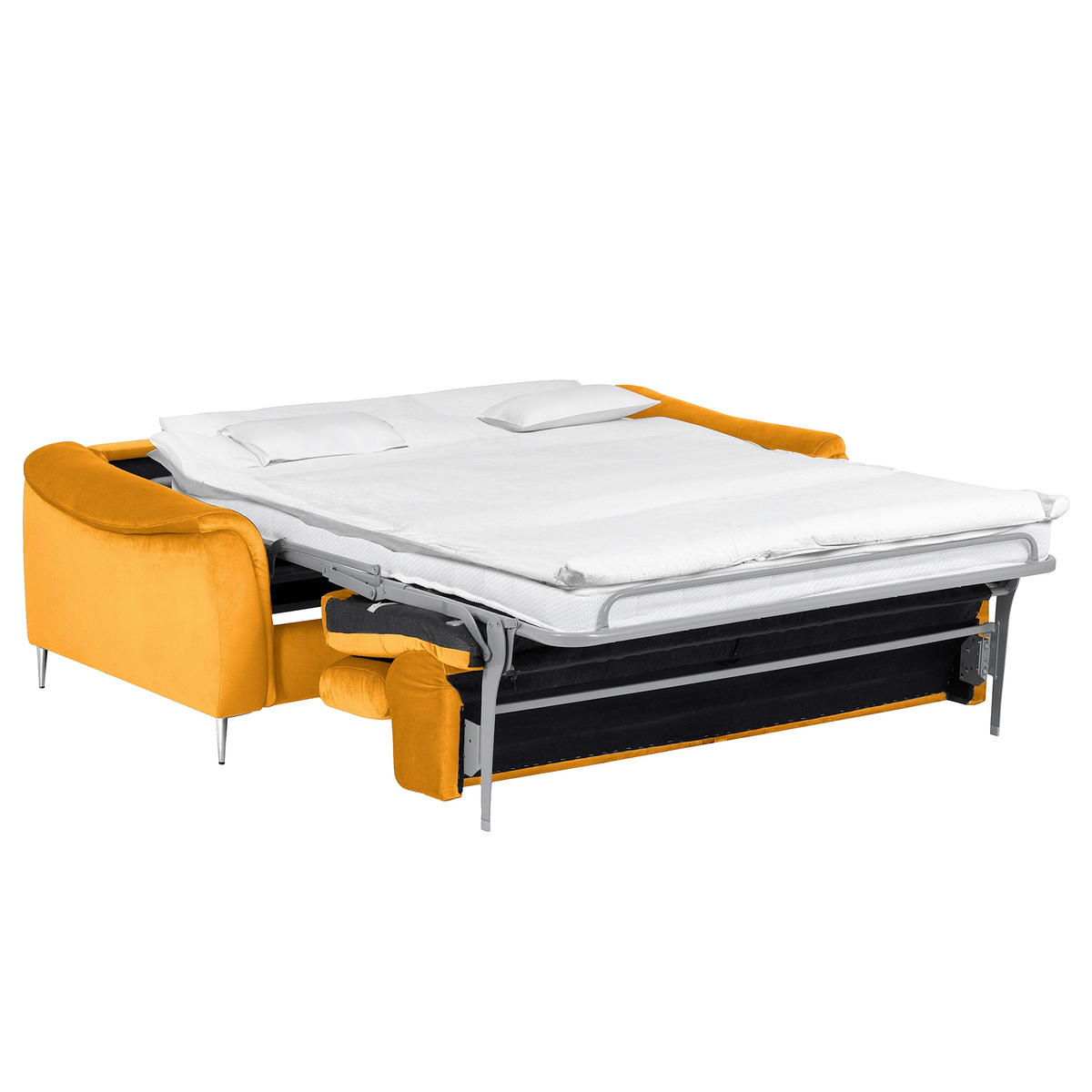 SCHLAFSOFA Samt Gelb  - Chromfarben/Gelb, Design, Textil/Metall (203/77-98/103cm) - MID.YOU