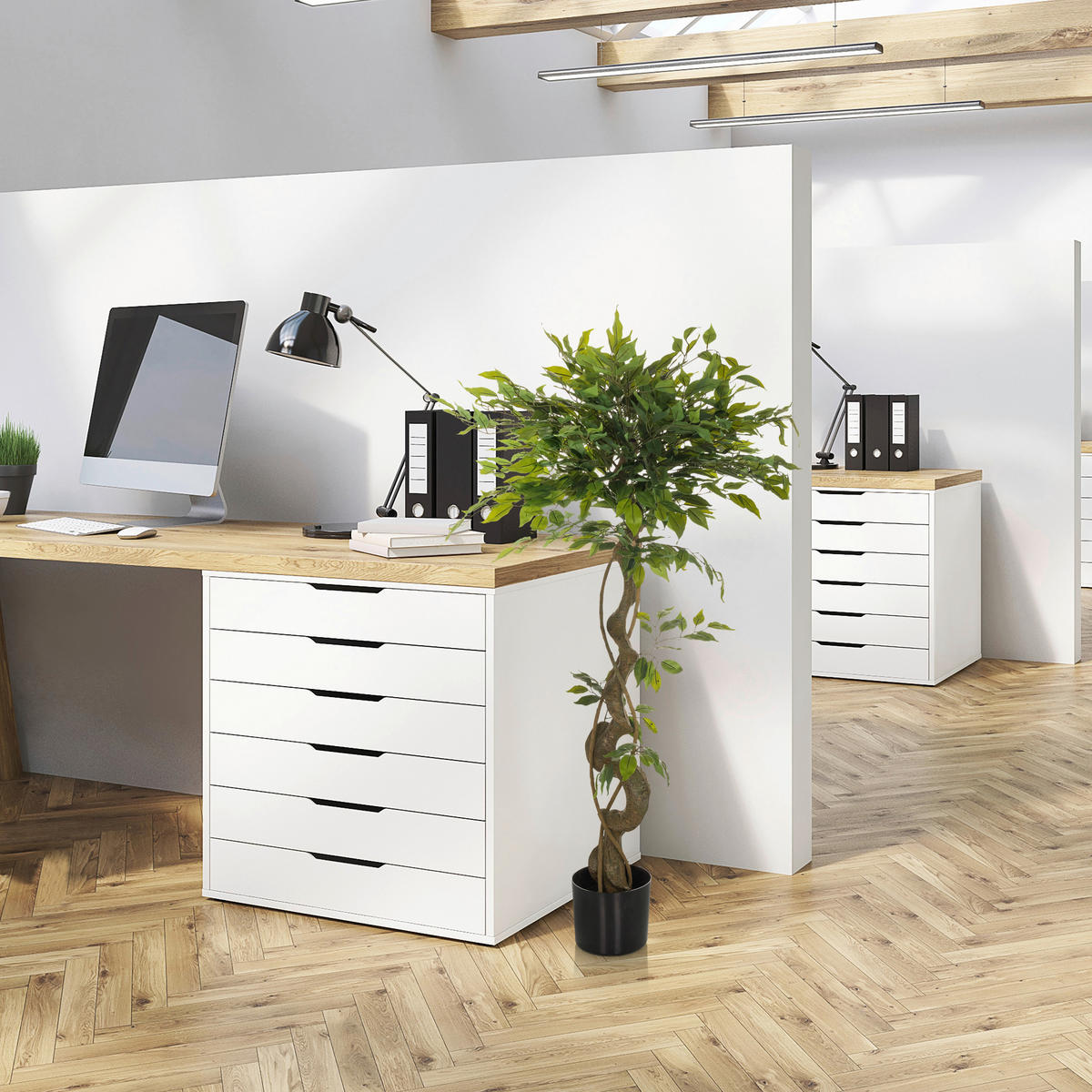 KUNSTPFLANZE Ficus Benjamina  - Schwarz/Braun, Basics, Kunststoff (70/120/70cm) - MID.YOU