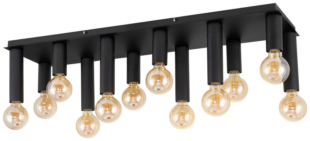 DECKENLEUCHTE 90/25/20 cm   - Schwarz, Design, Metall (90/25/20cm) - Collet's Monde