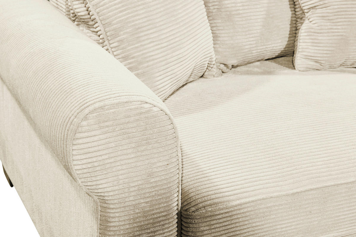 SCHLAFSOFA Cord Creme  - Creme/Schwarz, KONVENTIONELL, Kunststoff/Textil (250/95/125cm) - Hom`in