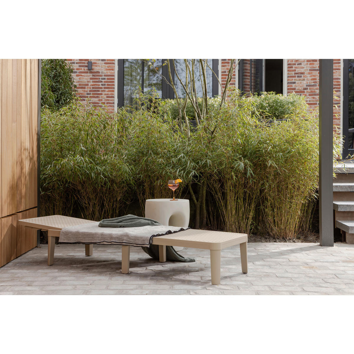 GARTENLIEGE 55/29/191 cm  - Sandfarben, Design, Kunststoff (55/29/191cm) - Livetastic