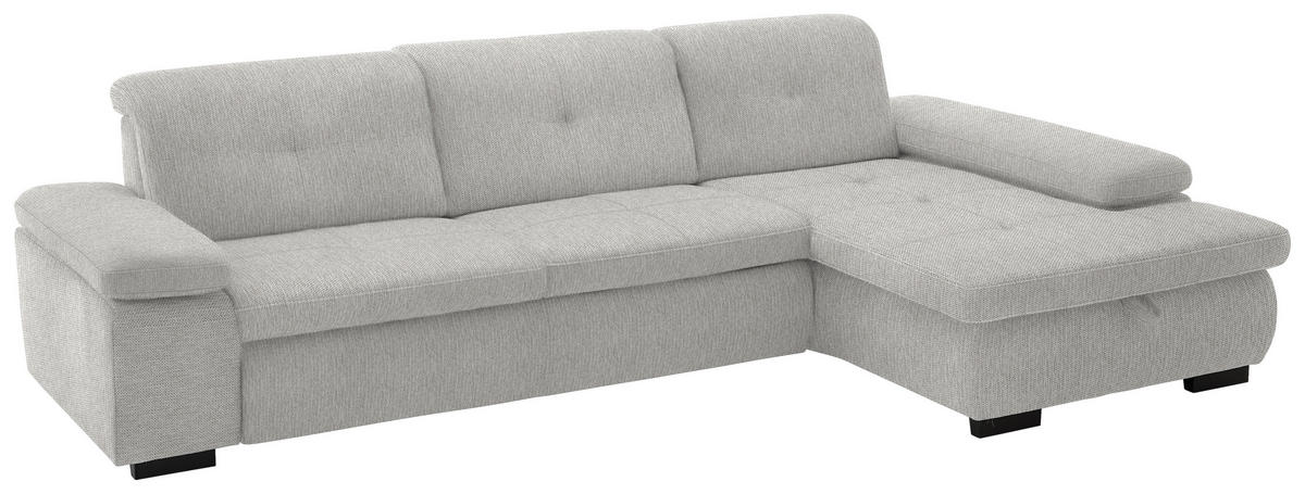 ECKSOFA in Flachgewebe Grau, Hellgrün  - Schwarz/Hellgrün, Design, Textil/Metall (297/174cm) - Beldomo Style