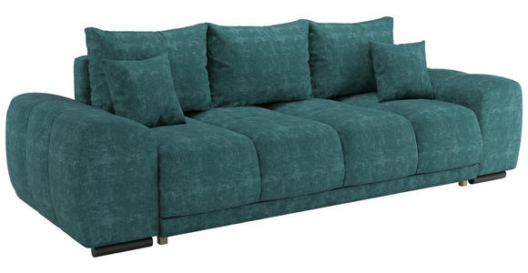 BIGSOFA Chenille Azurblau  - Azurblau/Schwarz, KONVENTIONELL, Kunststoff/Textil (266/89/104cm) - Carryhome