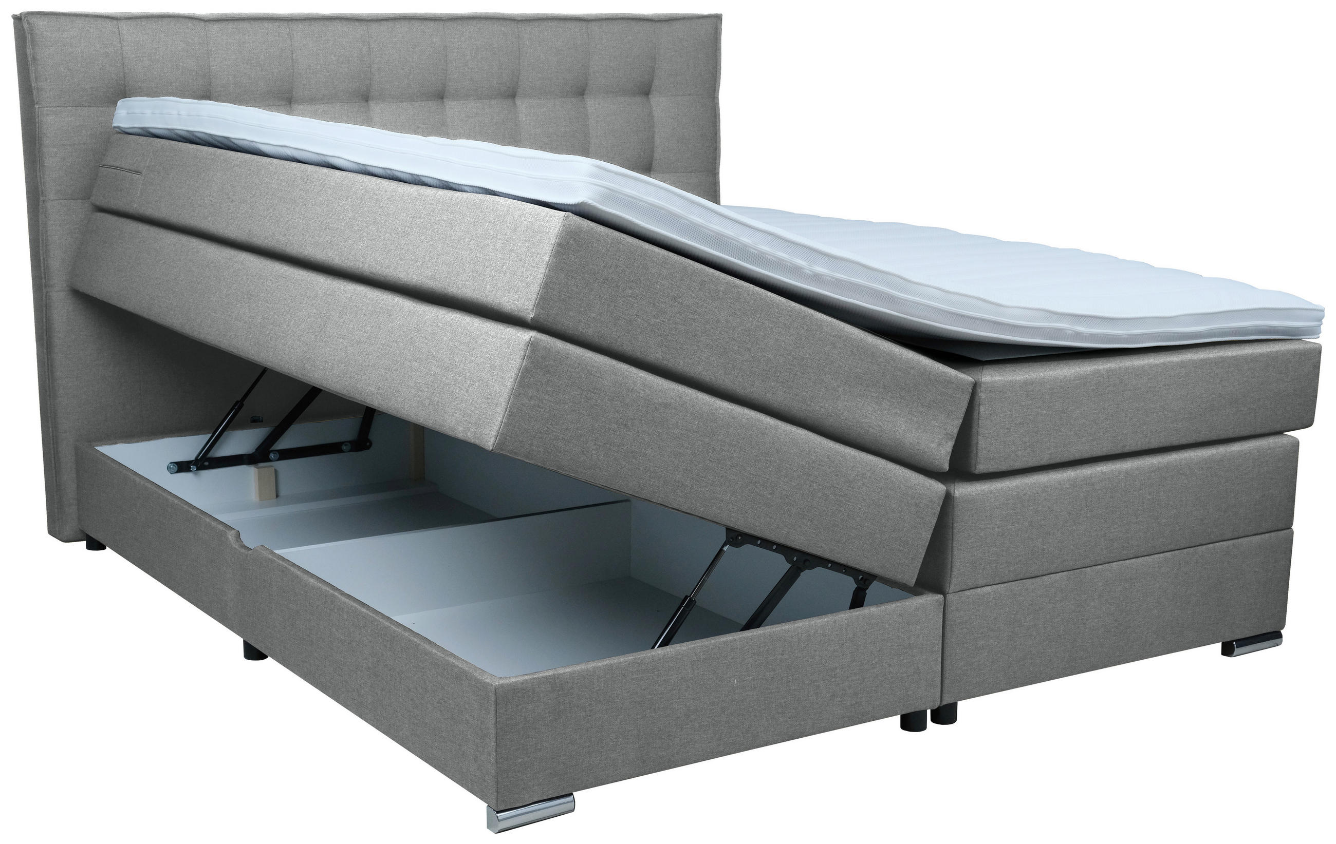 BOXSPRINGBETT 180/200 cm  in Dunkelgrau  - Chromfarben/Dunkelgrau, KONVENTIONELL, Kunststoff/Textil (180/200cm) - Boxxx