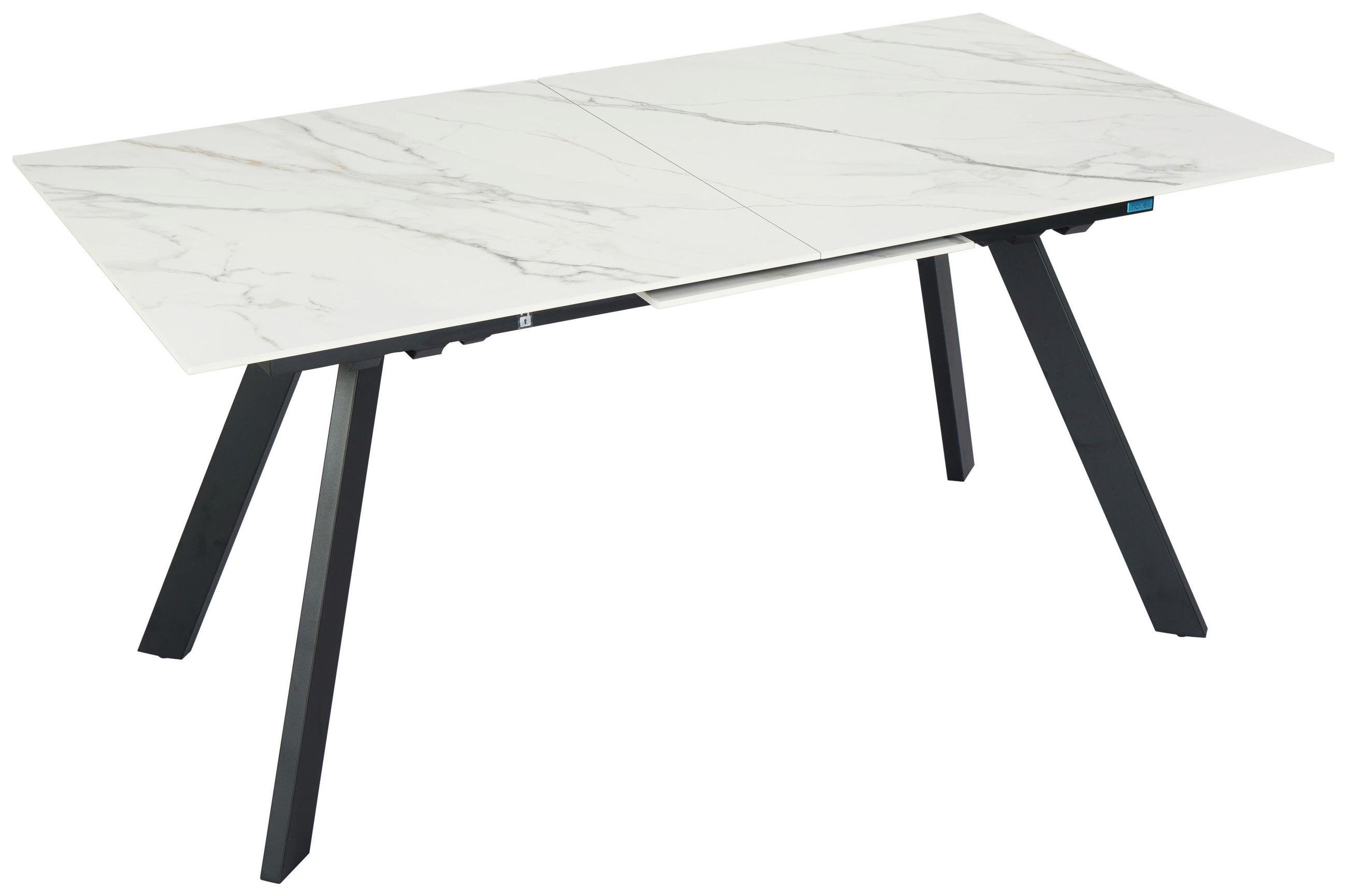 ESSTISCH 160-204,5/90/76 cm  Metall, Keramik ausziehbar rechteckig Schwarz, Weiß  - Schwarz/Weiß, Design, Keramik/Metall (160-204,5/90/76cm) - Novel