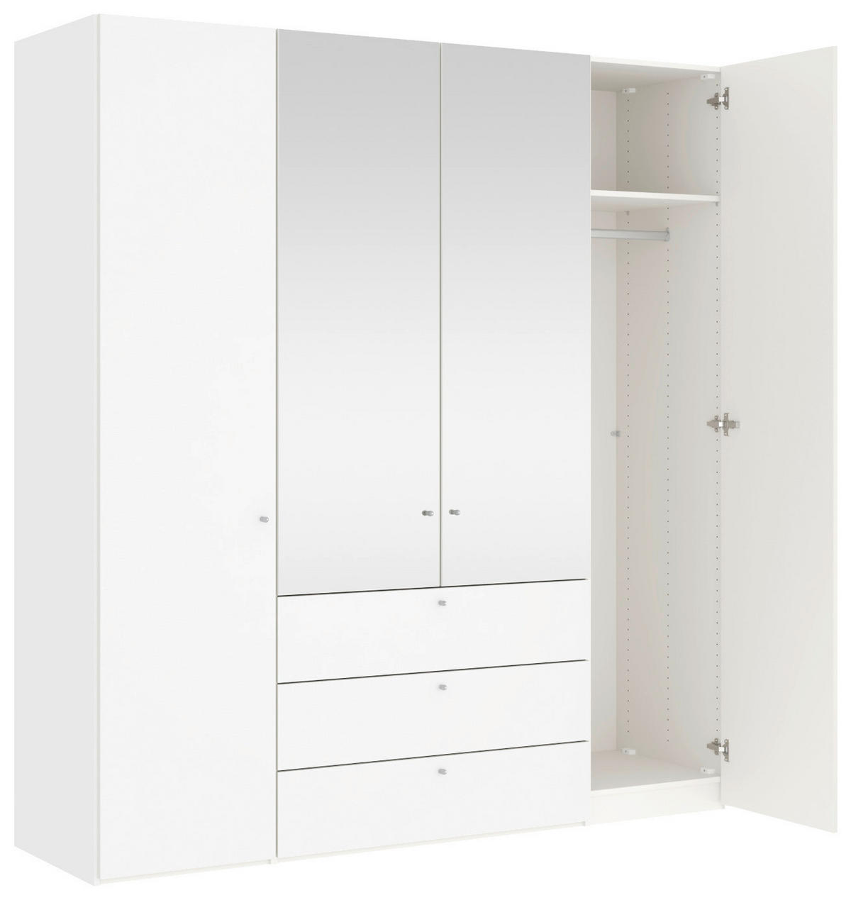 DREHTÜRENSCHRANK  in Weiß  - Silberfarben/Weiß, KONVENTIONELL, Glas/Holzwerkstoff (203/220/59cm) - Jutzler