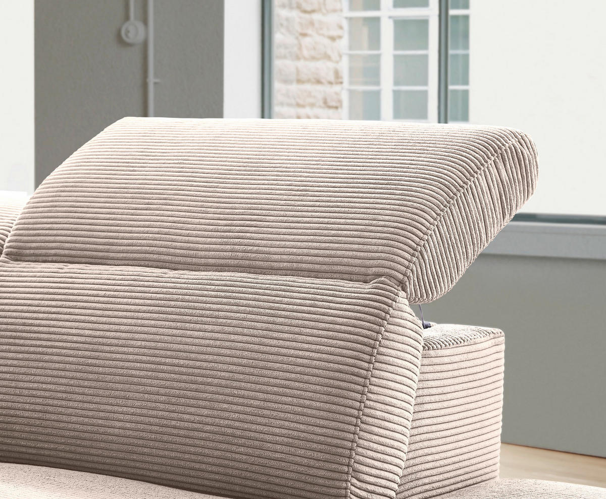ECKSOFA in Cord Taupe  - Taupe/Schwarz, Design, Textil (290/223cm) - Pure Home Lifestyle