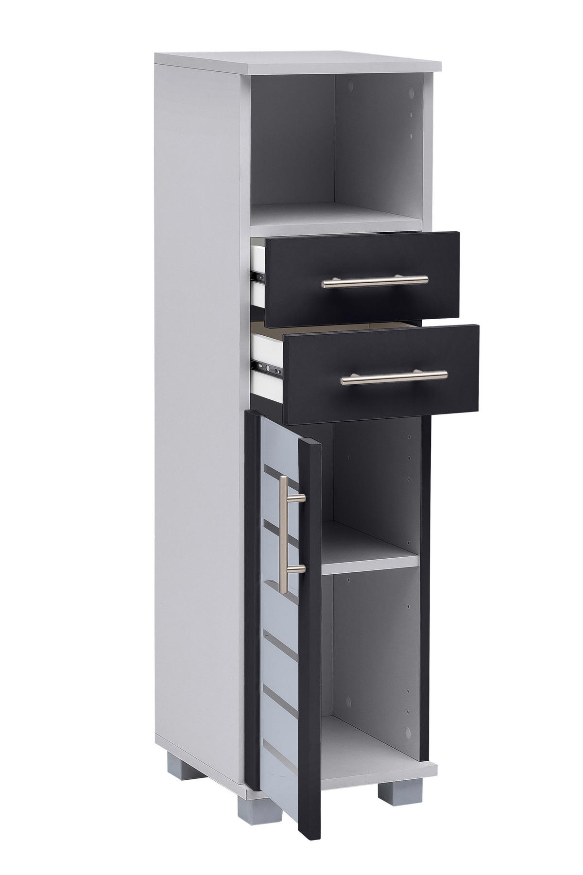 MIDISCHRANK 30,3/110,5/32,6 cm  - Edelstahlfarben/Anthrazit, MODERN, Glas/Holzwerkstoff (30,3/110,5/32,6cm) - MID.YOU