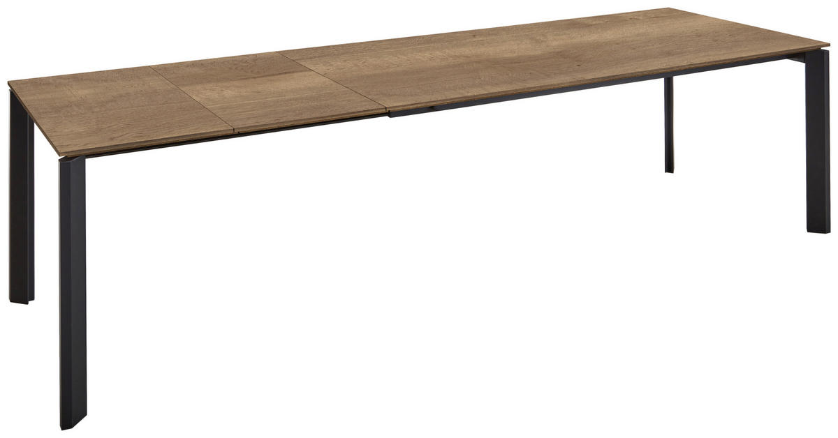 ESSTISCH Eiche dunkel, Schwarz rechteckig  ausziehbar, in verschiedenen Holzdekoren erhältlich  - Eiche dunkel/Schwarz, Basics, Holzwerkstoff/Metall (180-280/95/76cm) - Celina Home