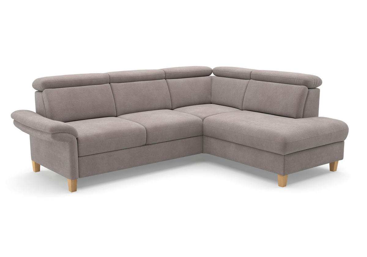 ECKSOFA GLENDALE E Taupe Flachgewebe  - Taupe/Eichefarben, KONVENTIONELL, Holz/Textil (247/193cm) - Sit & More