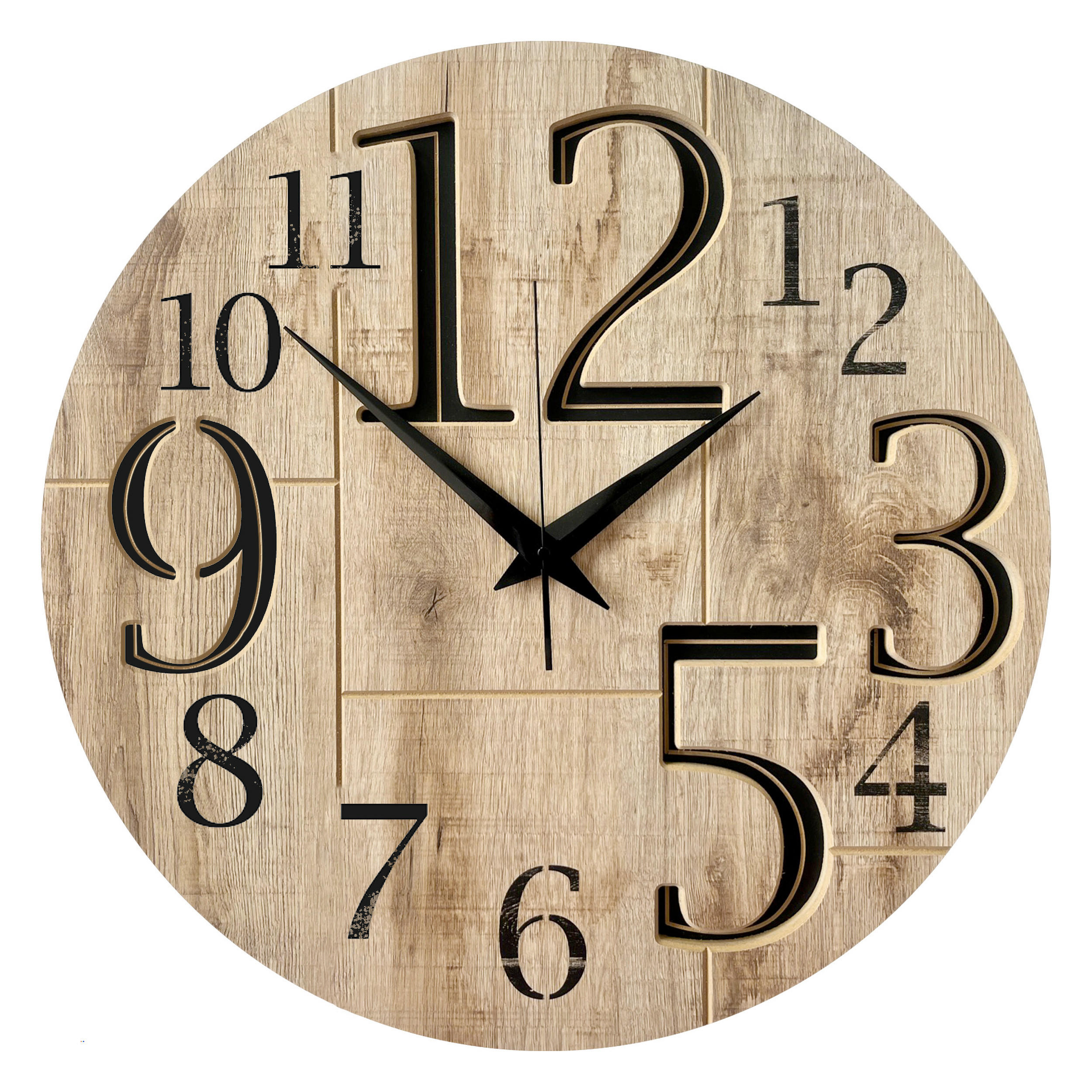 Ambia Home NÁSTĚNNÉ HODINY, černá, barvy dubu košíčkatého, 57 cm
