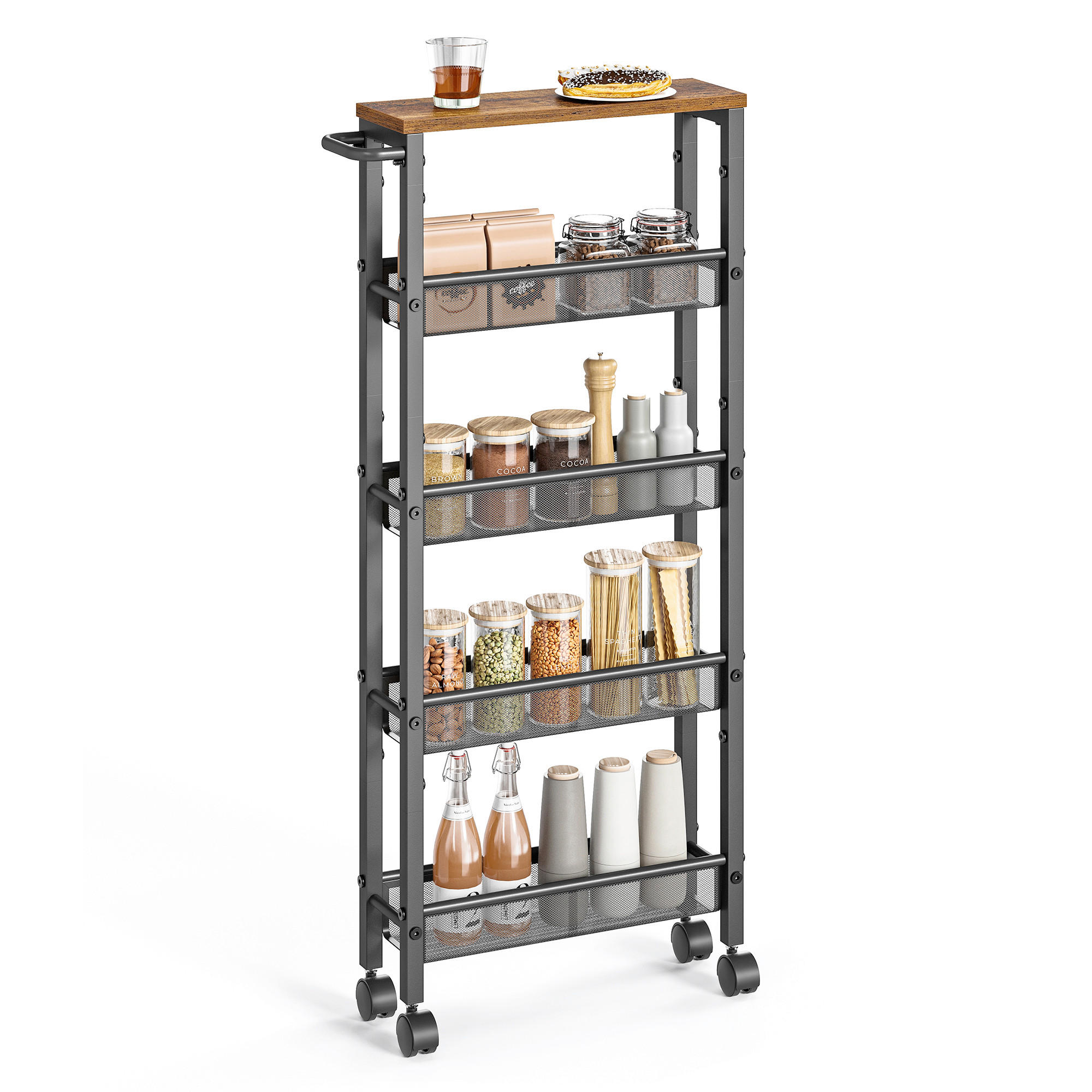 SERVIERWAGEN Braun, Schwarz  - Schwarz/Braun, MODERN, Holzwerkstoff/Metall (45,4/13/99,6cm) - MID.YOU