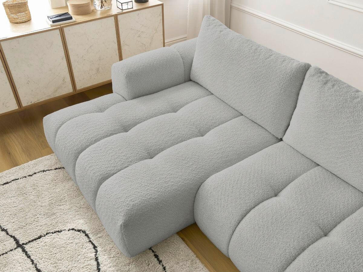 ECKSCHLAFSOFA FUJI Bouclé Hellgrau  inkl.  - Hellgrau/Schwarz, MODERN, Kunststoff/Textil (160/292cm)