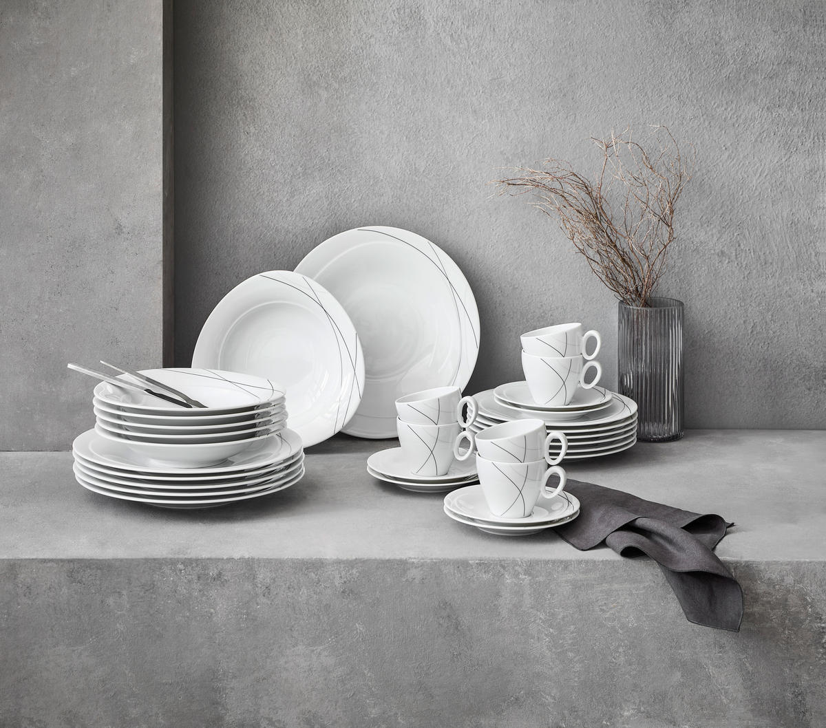 KOMBINOVANÝ SERVIS, 30-dielne, porcelán - biela, Konventionell, keramika - Seltmann Weiden