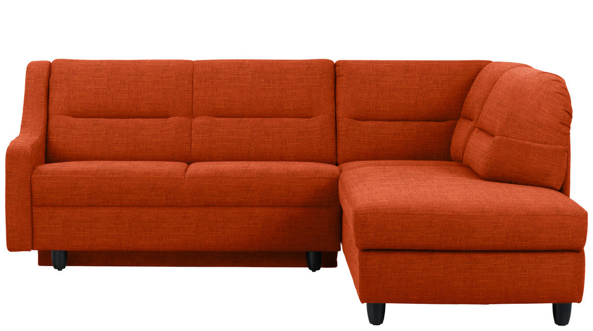 ECKSOFA in Chenille Orange  226/208 cm  - Schwarz/Orange, KONVENTIONELL, Textil (226/208cm) - Sedda