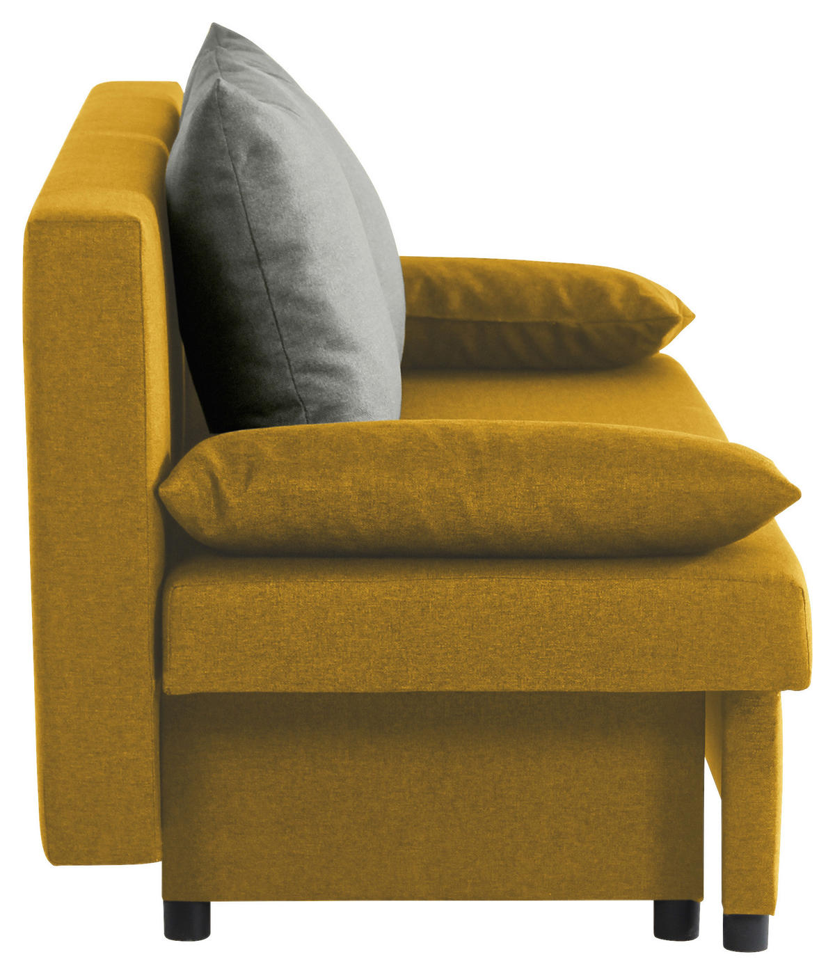 SCHLAFSOFA NEO Webstoff Gelb, Grau  inkl. Rückenkissen, Armlehnenkissen, Bettkasten  - Gelb/Schwarz, Basics, Kunststoff/Textil (192/82/82cm) - P & B