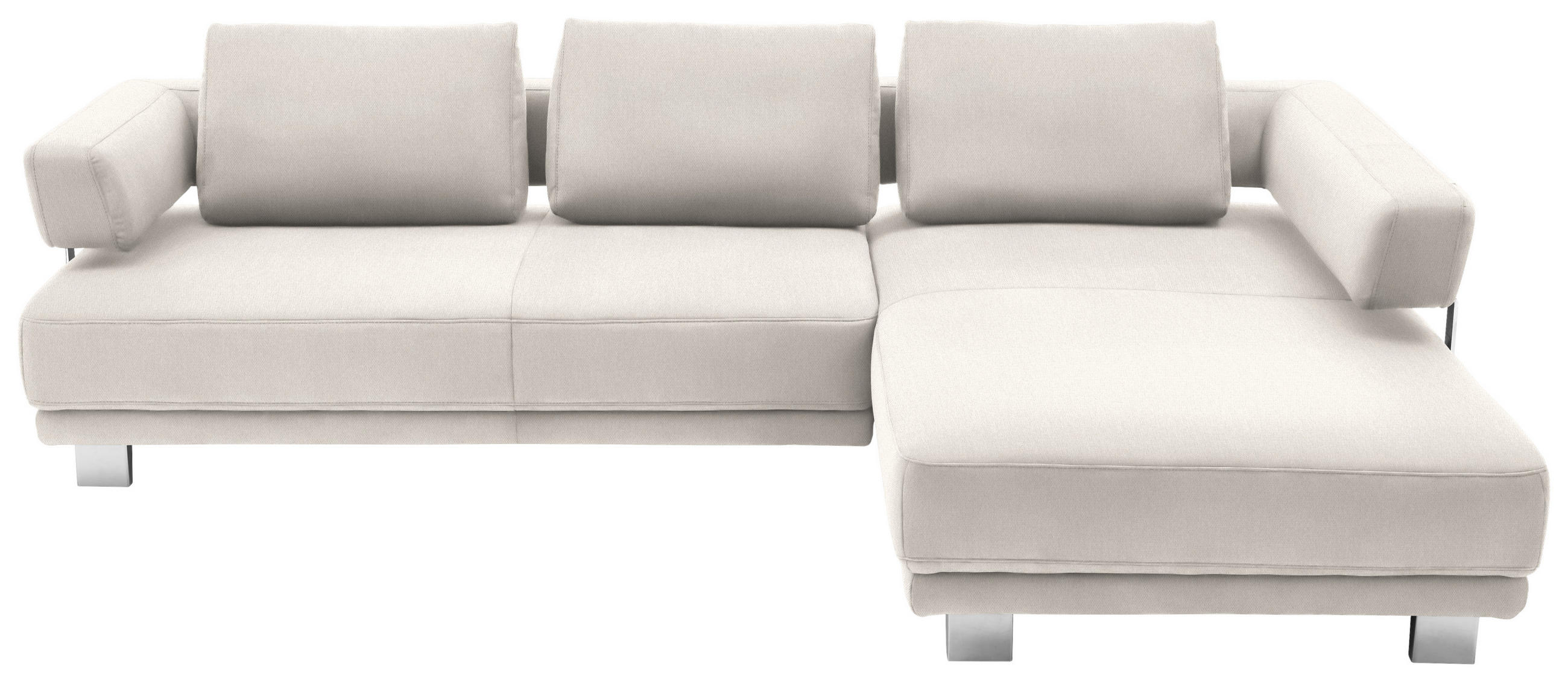 ECKSOFA Beige Chenille - Chromfarben/Beige, Natur, Textil/Metall (297/214cm) - Valdera