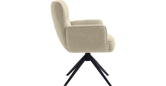 ARMLEHNSTUHL  , Stoffauswahl, Sitzfläche 360° drehbar, automatische Rückholfunktion  , Leinenoptik  ,  - Beige/Schwarz, Design, Textil/Metall (67/86/68cm) - Novel