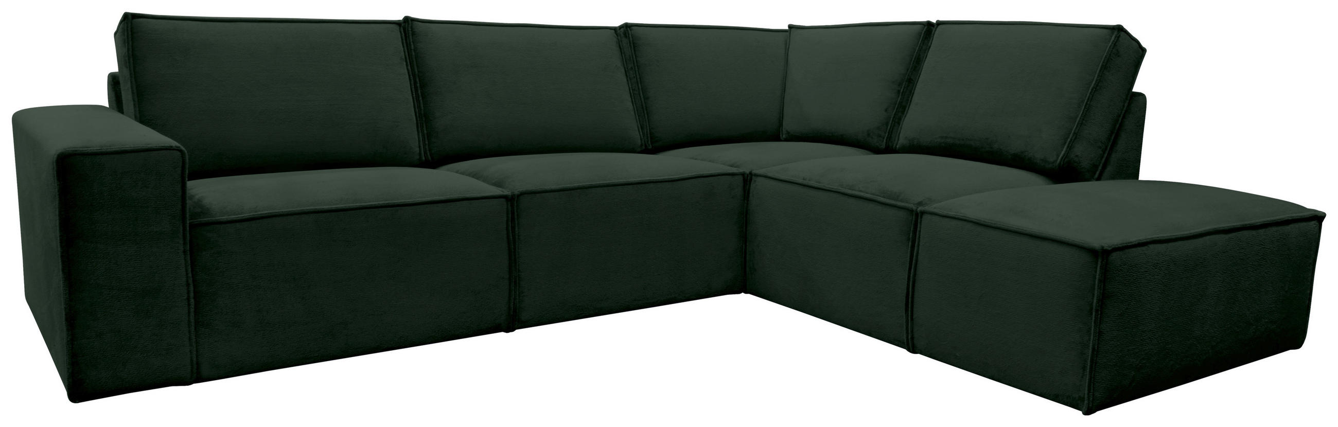 ECKSOFA Dunkelgrün Chenille  - Dunkelgrün/Schwarz, KONVENTIONELL, Kunststoff/Textil (275/212cm) - Carryhome