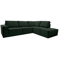 ECKSOFA Dunkelgrün Chenille  - Dunkelgrün/Schwarz, KONVENTIONELL, Kunststoff/Textil (275/212cm) - Carryhome