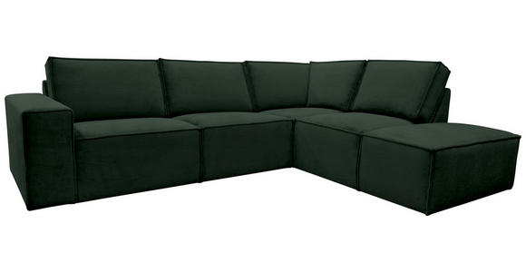 ECKSOFA Dunkelgrün Chenille Rückenkissen, Rücken echt  - Dunkelgrün/Schwarz, KONVENTIONELL, Kunststoff/Textil (275/212cm) - Carryhome