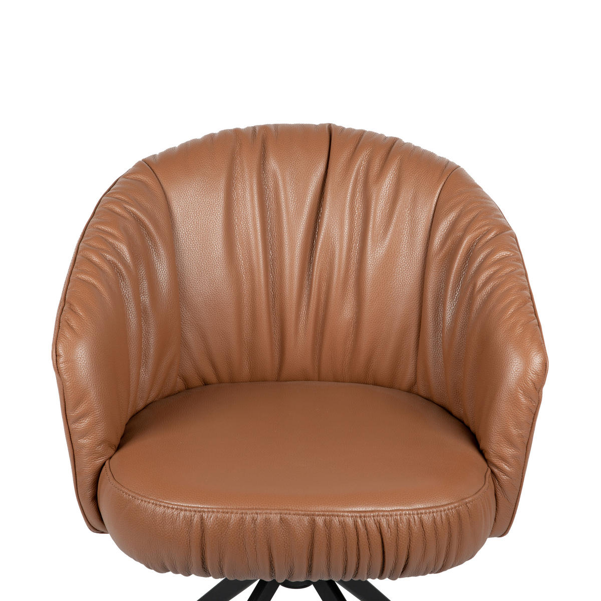 ARMLEHNSTUHL  in Eisen Echtleder pigmentiert  - Cognac/Schwarz, Design, Leder/Metall (63/82/62,5cm) - Dieter Knoll