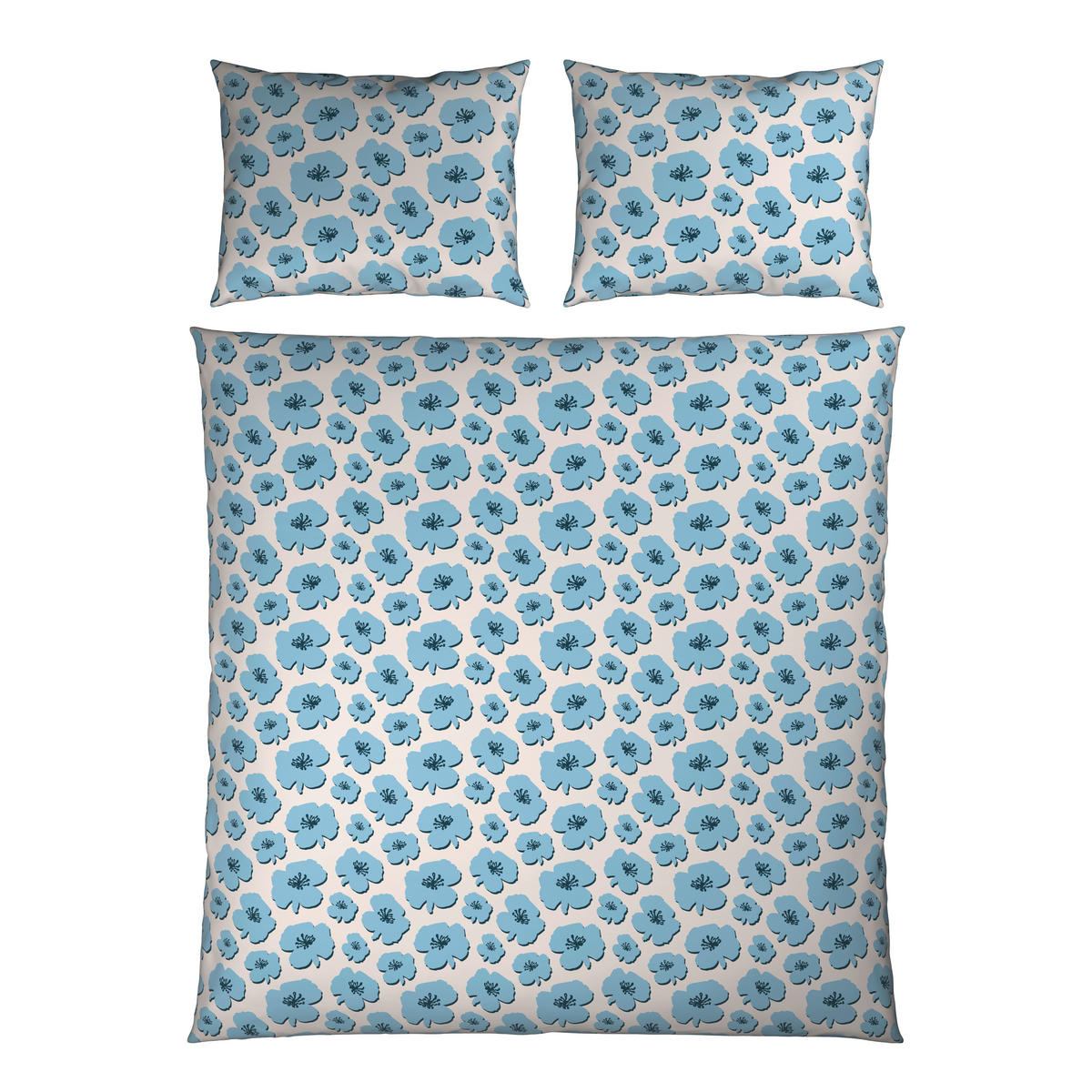 POSTELJNINA 200/200 cm saten modra, večbarvno, bela  - modra/bela, Konvencionalno, tekstil (200/200cm) - Esposa