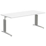 SCHREIBTISCH 180/80/70-82 cm  in Weiß, Alufarben  - Alufarben/Weiß, KONVENTIONELL, Holzwerkstoff/Metall (180/80/70-82cm) - Moderano