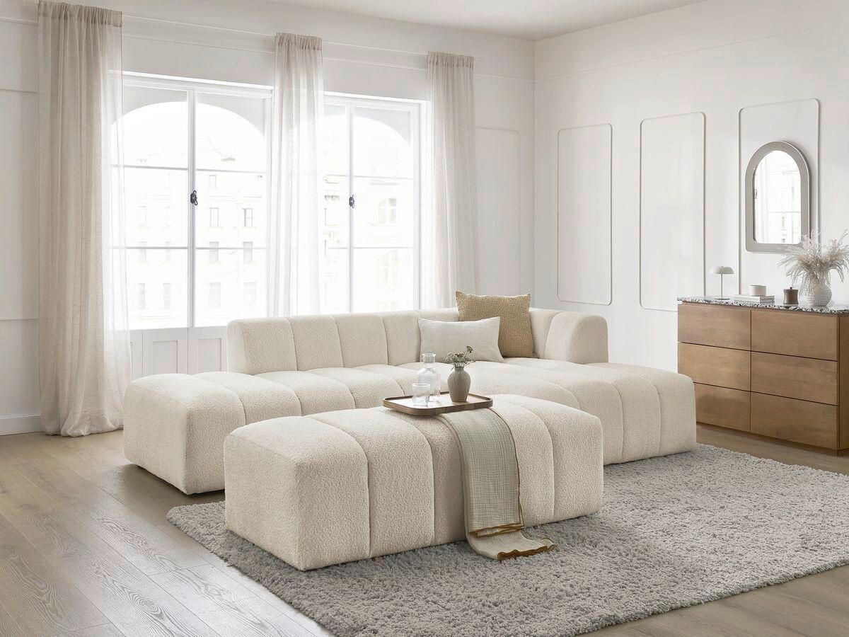 ECKSOFA  ANNECY Beige Bouclé  - Beige/Schwarz, MODERN, Kunststoff/Textil (262/170cm)