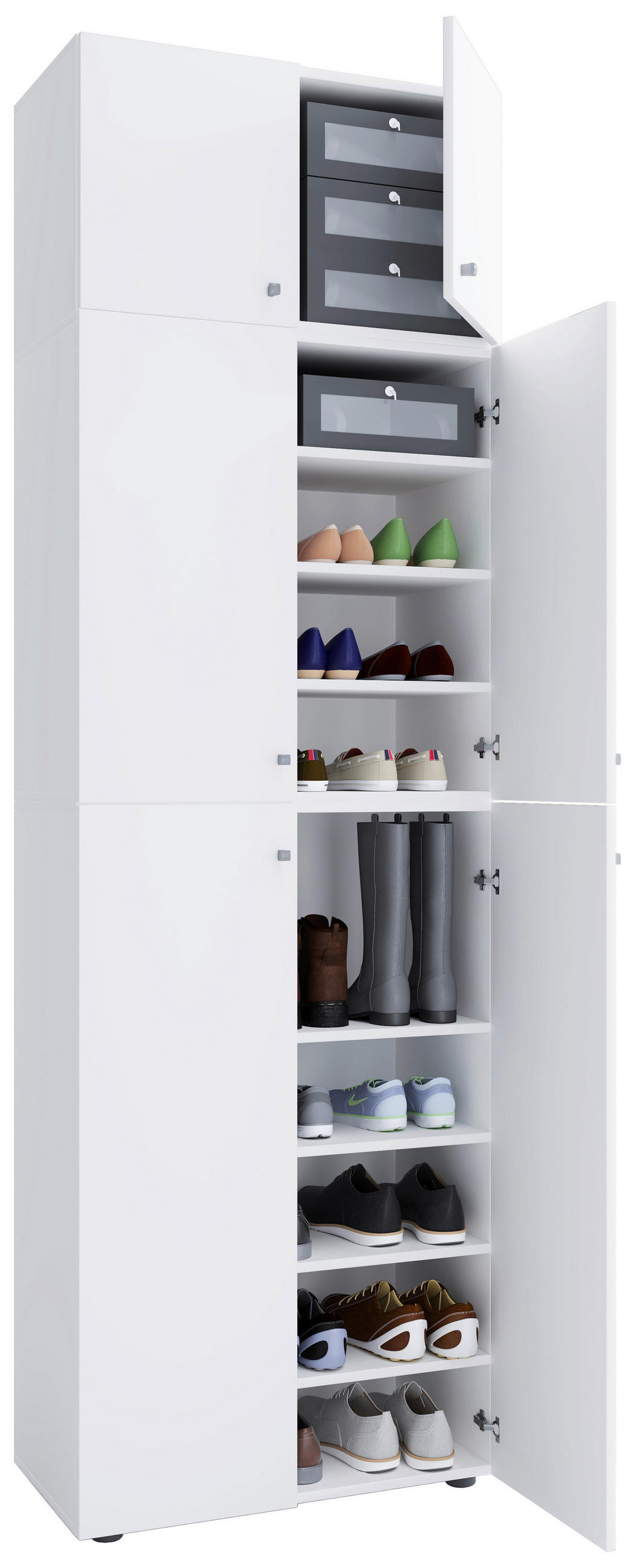 SCHUHSCHRANK Weiß  - Schwarz/Weiß, MODERN, Holzwerkstoff/Kunststoff (70/223/39cm) - MID.YOU