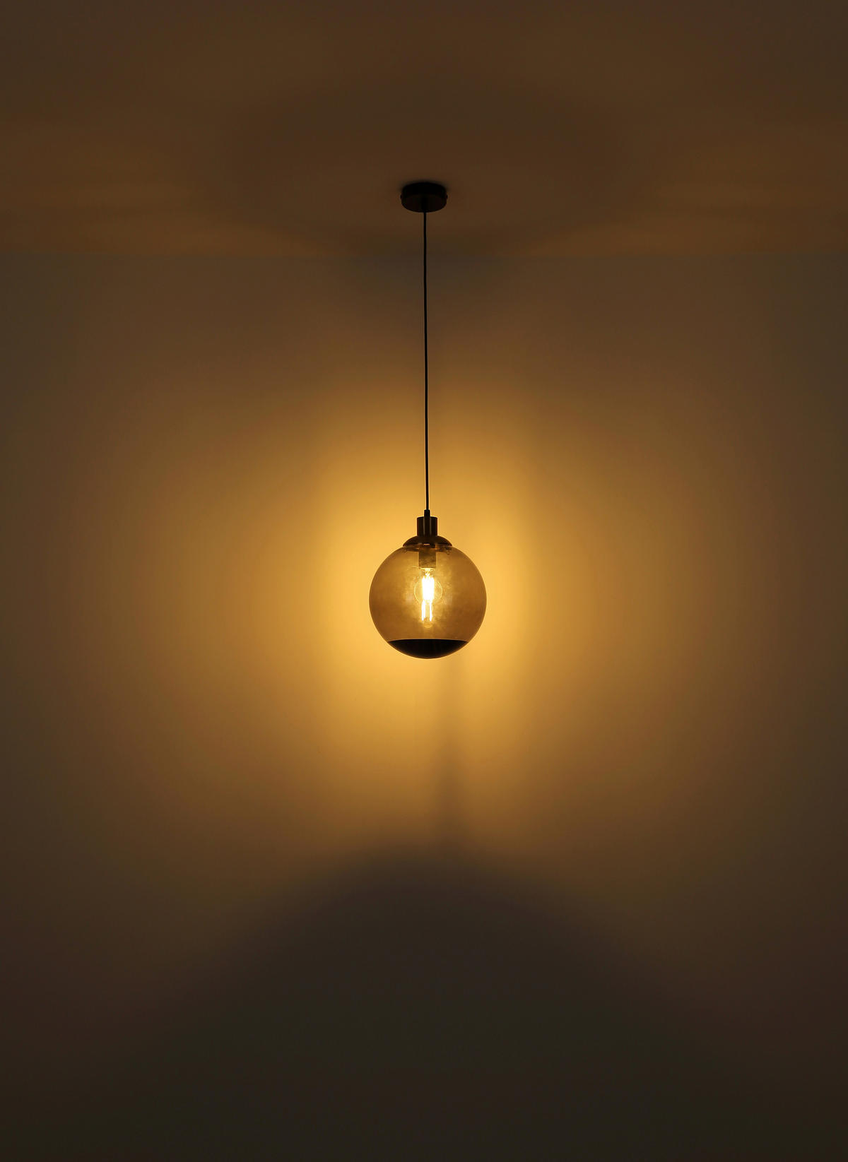 HÄNGELEUCHTE 51/120 cm   - Messingfarben/Schwarz, Design, Glas/Kunststoff (51/120cm) - Globo