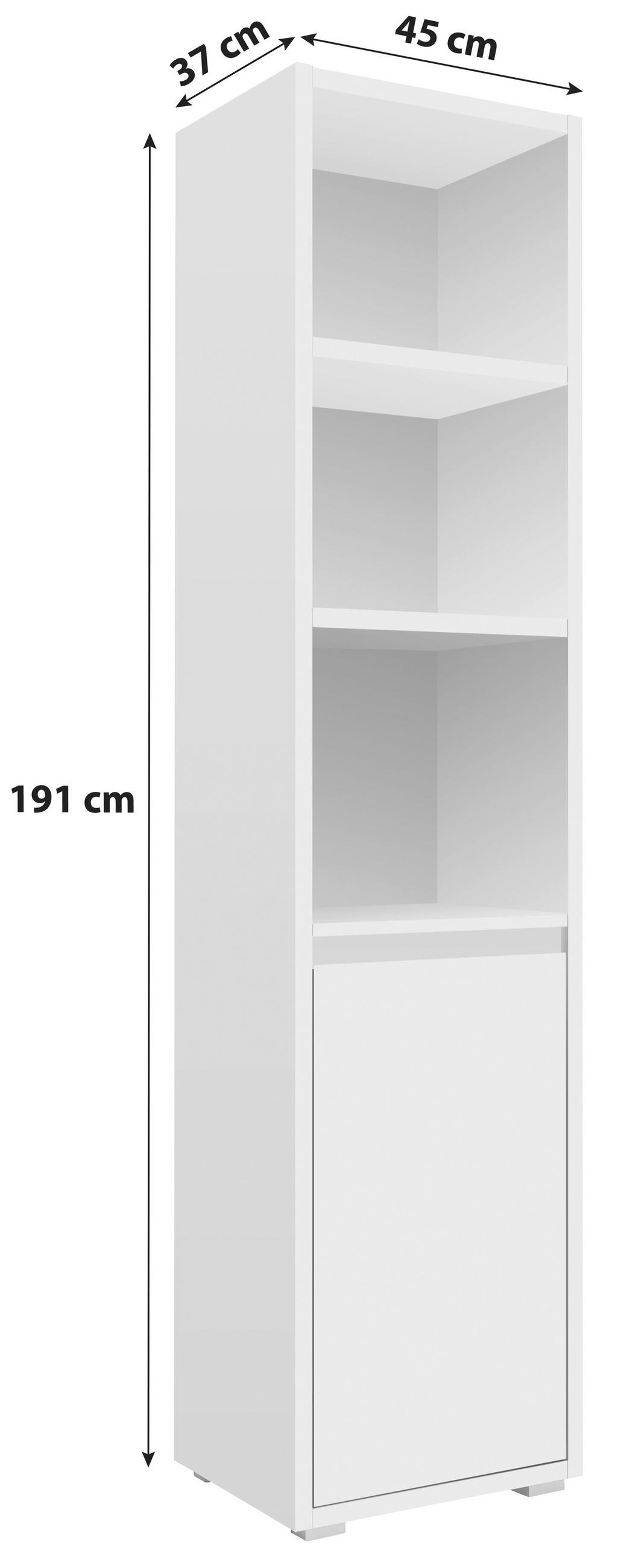 REGALNI ELEMENT 45/191/37 cm bela  - srebrne barve/bela, Basics, umetna masa/leseni material (45/191/37cm) - Livetastic