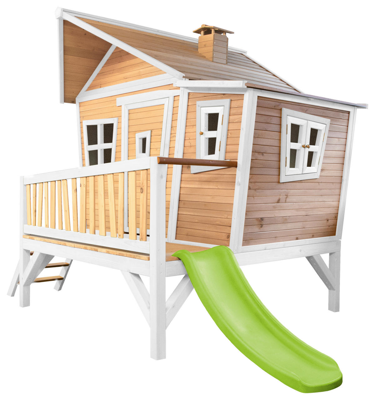 SPIELHAUS 123/12,8/152 cm  - Braun/Weiß, KONVENTIONELL, Holz/Kunststoff (123/12,8/152cm) - Ambia Garden