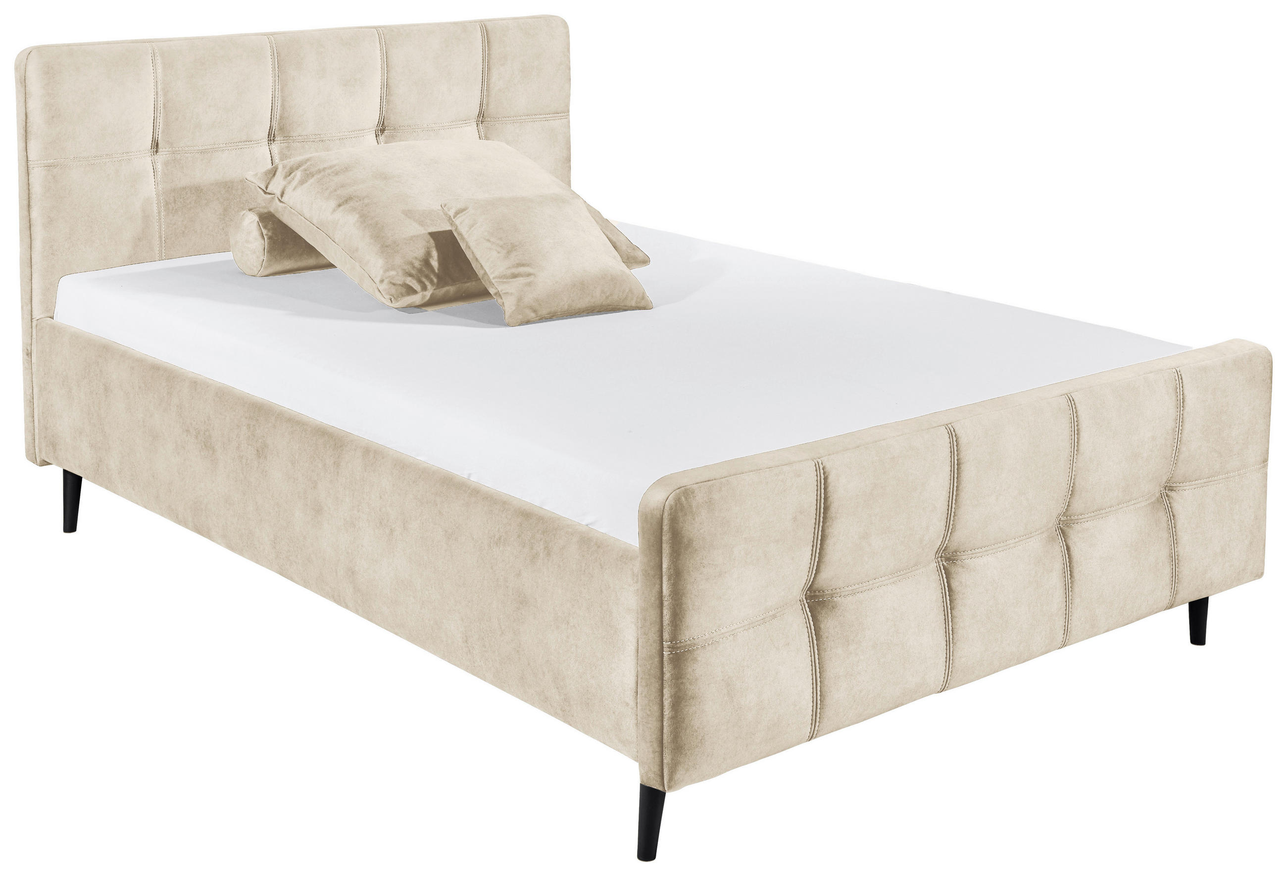 POLSTERBETT 140/200 cm  in Creme  - Creme/Schwarz, Basics, Holz/Textil (140/200cm) - MID.YOU