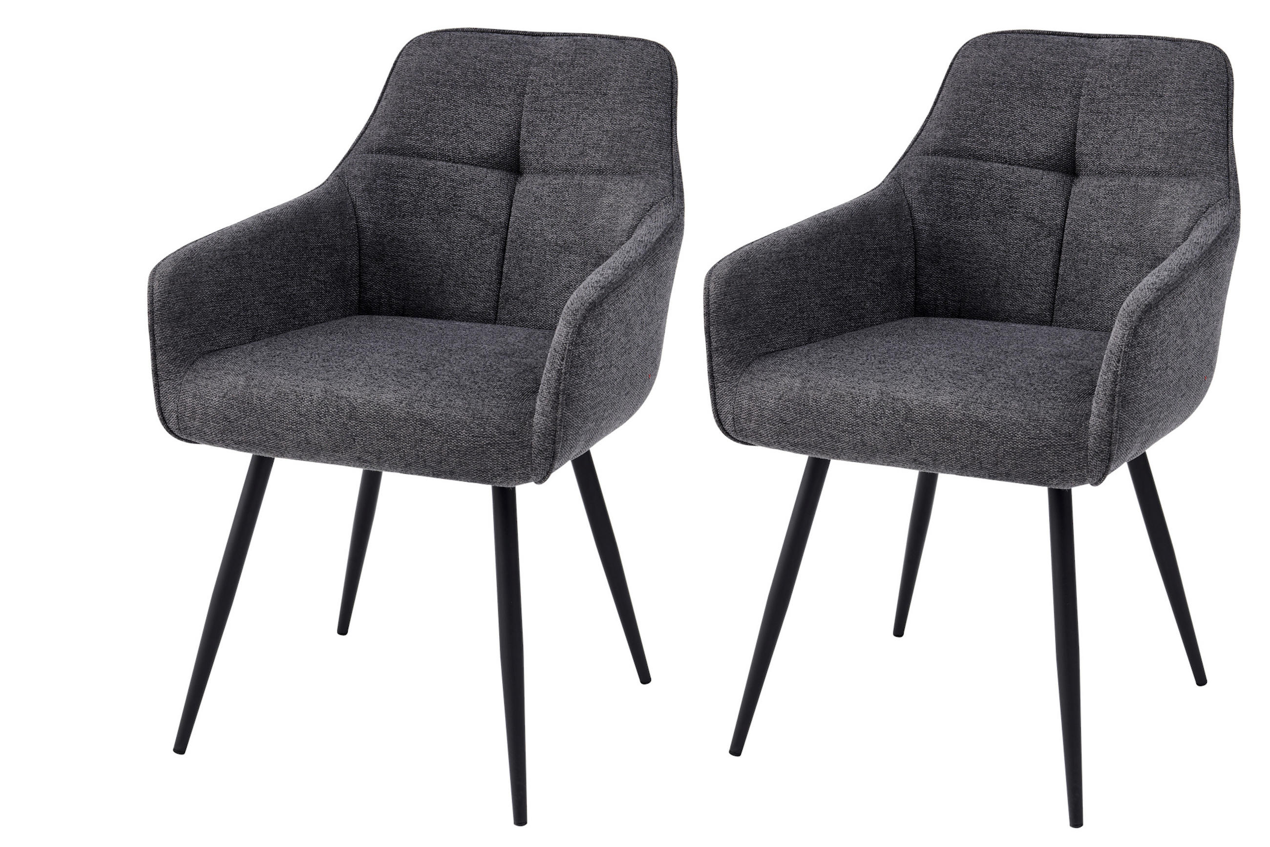 ARMLEHNSTUHL-SET 2 Stück  in Stahl Mikrofaser  - Anthrazit/Schwarz, MODERN, Textil/Metall (53/85/62cm) - MID.YOU