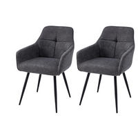 ARMLEHNSTUHL-SET 2 Stück  in Stahl Mikrofaser  - Anthrazit/Schwarz, MODERN, Textil/Metall (53/85/62cm) - MID.YOU