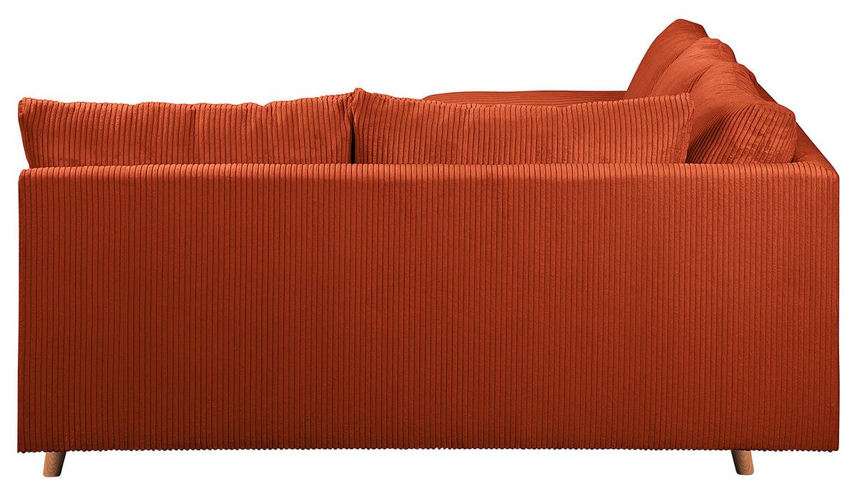 ECKSOFA Ariella Rostfarben Cord  - Rostfarben/Naturfarben, Design, Holz/Textil (231/161cm) - Livetastic