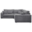 ECKSOFA  Grau Cord  - Schwarz/Grau, KONVENTIONELL, Kunststoff/Textil (248/248cm) - Carryhome
