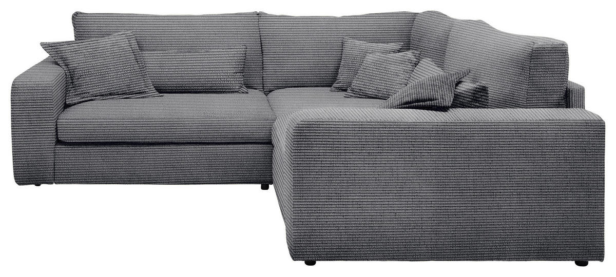 ECKSOFA  Grau Cord  - Schwarz/Grau, KONVENTIONELL, Kunststoff/Textil (248/248cm) - Carryhome
